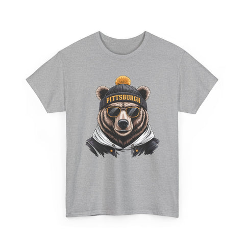 Pittsburgh Game Day Bear - Unisex Heavy Cotton Tee T-Shirt - YinzerShop