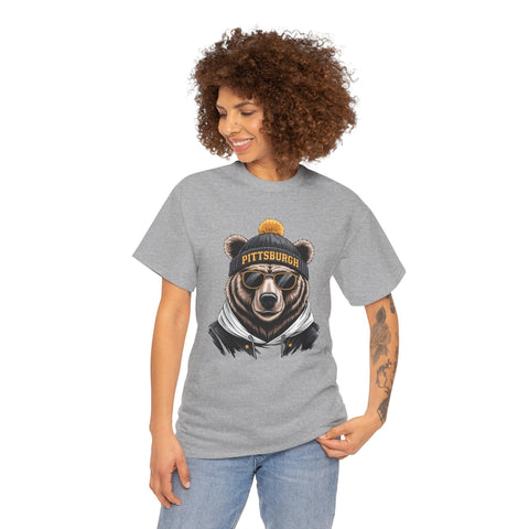 Pittsburgh Game Day Bear - Unisex Heavy Cotton Tee T-Shirt - YinzerShop