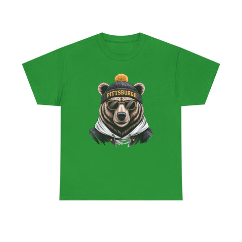 Pittsburgh Game Day Bear - Unisex Heavy Cotton Tee T-Shirt - YinzerShop
