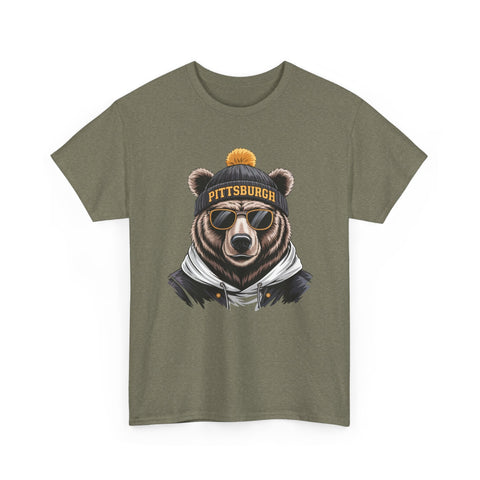 Pittsburgh Game Day Bear - Unisex Heavy Cotton Tee T-Shirt - YinzerShop