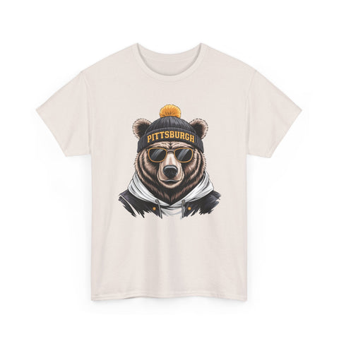Pittsburgh Game Day Bear - Unisex Heavy Cotton Tee T-Shirt - YinzerShop