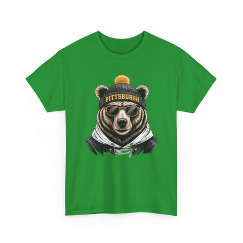Pittsburgh Game Day Bear - Unisex Heavy Cotton Tee T-Shirt - YinzerShop