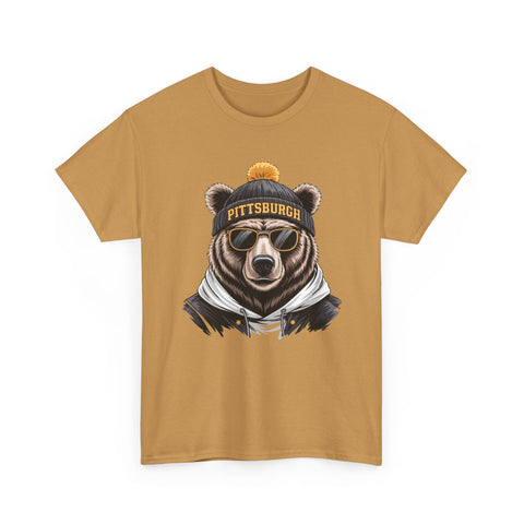 Pittsburgh Game Day Bear - Unisex Heavy Cotton Tee T-Shirt - YinzerShop