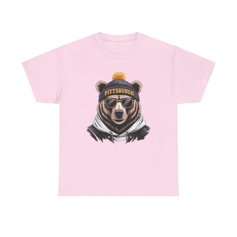 Pittsburgh Game Day Bear - Unisex Heavy Cotton Tee T-Shirt - YinzerShop