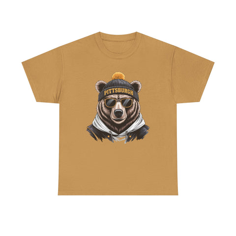 Pittsburgh Game Day Bear - Unisex Heavy Cotton Tee T-Shirt - YinzerShop
