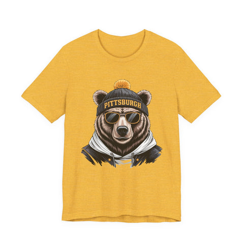Pittsburgh Game Day Bear - Unisex Jersey Short Sleeve Tee T-Shirt - YinzerShop