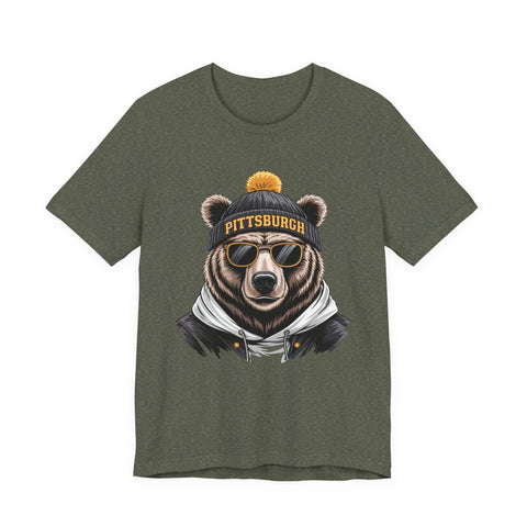 Pittsburgh Game Day Bear - Unisex Jersey Short Sleeve Tee T-Shirt - YinzerShop