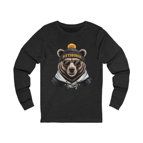 Pittsburgh Game Day Bear - Unisex Long Sleeve Tee Long Sleeve Shirt - YinzerShop