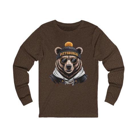 Pittsburgh Game Day Bear - Unisex Long Sleeve Tee Long Sleeve Shirt - YinzerShop