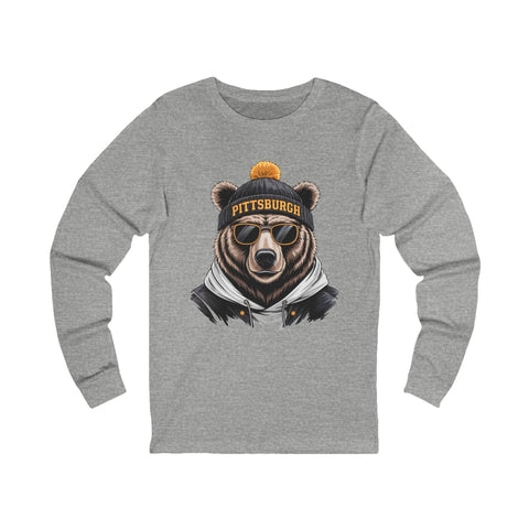 Pittsburgh Game Day Bear - Unisex Long Sleeve Tee Long Sleeve Shirt - YinzerShop