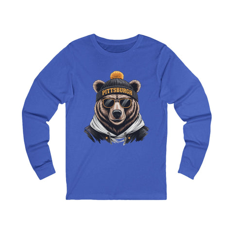Pittsburgh Game Day Bear - Unisex Long Sleeve Tee Long Sleeve Shirt - YinzerShop