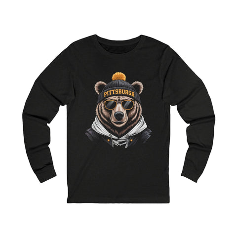 Pittsburgh Game Day Bear - Unisex Long Sleeve Tee Long Sleeve Shirt - YinzerShop