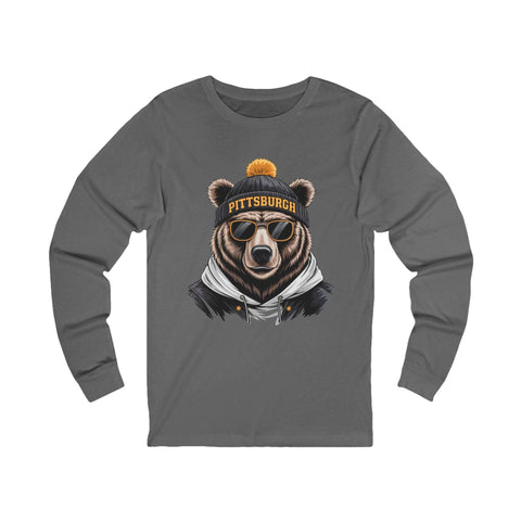 Pittsburgh Game Day Bear - Unisex Long Sleeve Tee Long Sleeve Shirt - YinzerShop