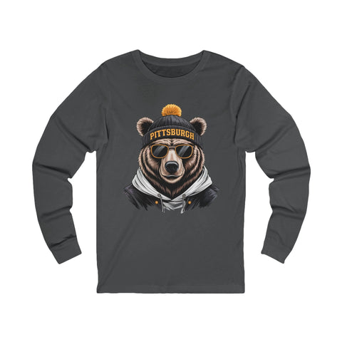 Pittsburgh Game Day Bear - Unisex Long Sleeve Tee Long Sleeve Shirt - YinzerShop