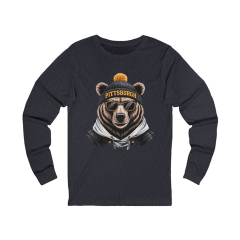 Pittsburgh Game Day Bear - Unisex Long Sleeve Tee Long Sleeve Shirt - YinzerShop