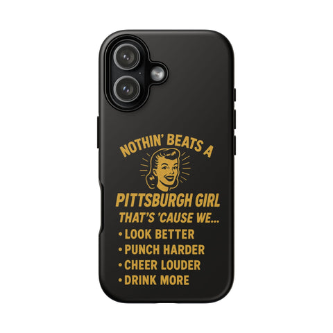 Pittsburgh Girl Phone Case – “Nothin’ Beats a Pittsburgh Girl” Retro Graphic Phone Case - YinzerShop