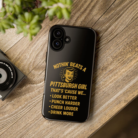 Pittsburgh Girl Phone Case – “Nothin’ Beats a Pittsburgh Girl” Retro Graphic Phone Case - YinzerShop