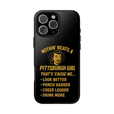 Pittsburgh Girl Phone Case – “Nothin’ Beats a Pittsburgh Girl” Retro Graphic Phone Case - YinzerShop