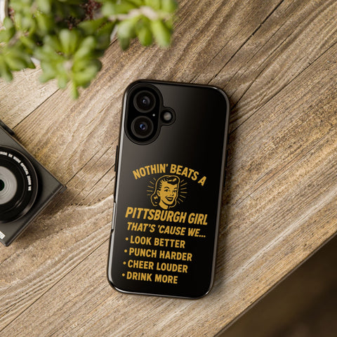 Pittsburgh Girl Phone Case – “Nothin’ Beats a Pittsburgh Girl” Retro Graphic Phone Case - YinzerShop