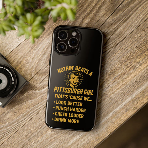 Pittsburgh Girl Phone Case – “Nothin’ Beats a Pittsburgh Girl” Retro Graphic Phone Case - YinzerShop