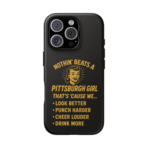 Pittsburgh Girl Phone Case – “Nothin’ Beats a Pittsburgh Girl” Retro Graphic Phone Case - YinzerShop