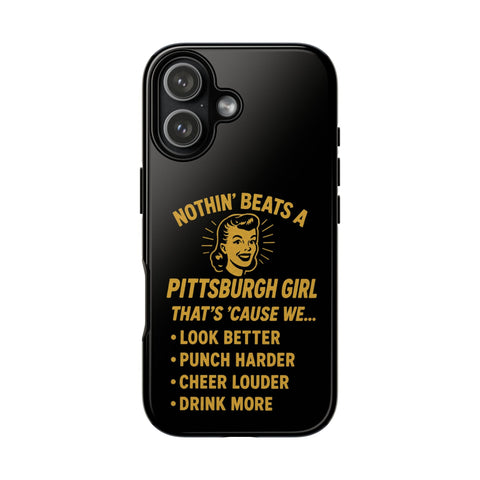 Pittsburgh Girl Phone Case – “Nothin’ Beats a Pittsburgh Girl” Retro Graphic Phone Case - YinzerShop