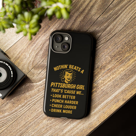 Pittsburgh Girl Phone Case – “Nothin’ Beats a Pittsburgh Girl” Retro Graphic Phone Case - YinzerShop