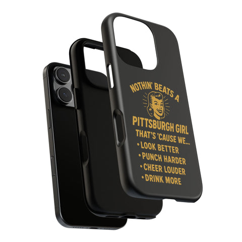 Pittsburgh Girl Phone Case – “Nothin’ Beats a Pittsburgh Girl” Retro Graphic Phone Case - YinzerShop