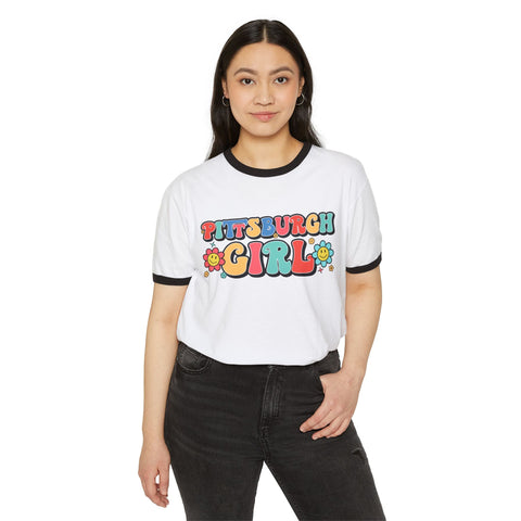 Pittsburgh Girl Retro Cotton Ringer T-Shirt T-Shirt - YinzerShop