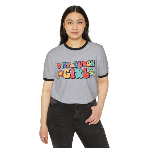 Pittsburgh Girl Retro Cotton Ringer T-Shirt T-Shirt - YinzerShop