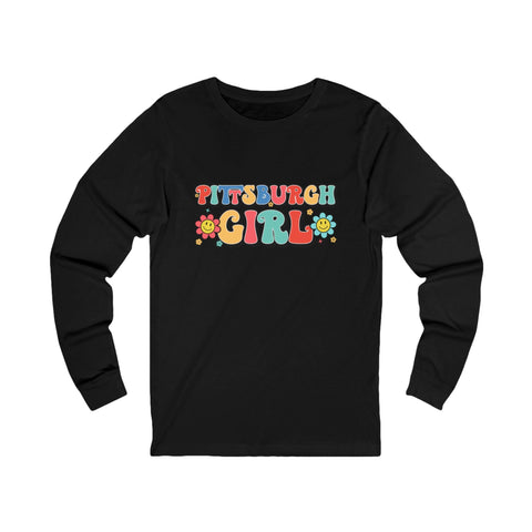 Pittsburgh Girl Retro Jersey Long Sleeve Tee Long Sleeve Shirt - YinzerShop