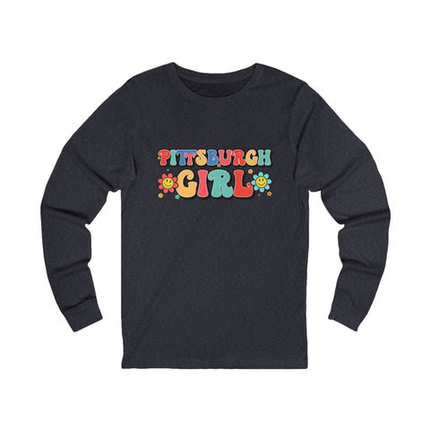 Pittsburgh Girl Retro Jersey Long Sleeve Tee Long Sleeve Shirt - YinzerShop
