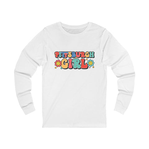 Pittsburgh Girl Retro Jersey Long Sleeve Tee Long Sleeve Shirt - YinzerShop