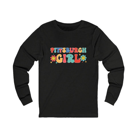 Pittsburgh Girl Retro Jersey Long Sleeve Tee Long Sleeve Shirt - YinzerShop