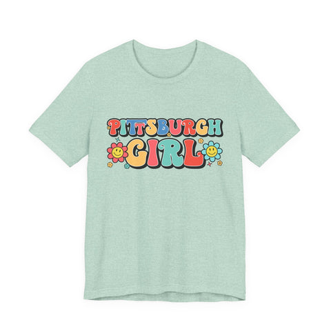 Pittsburgh Girl Retro Short Sleeve Tee-Shirt T-Shirt - YinzerShop