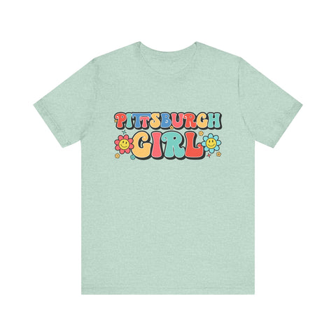 Pittsburgh Girl Retro Short Sleeve Tee-Shirt T-Shirt - YinzerShop