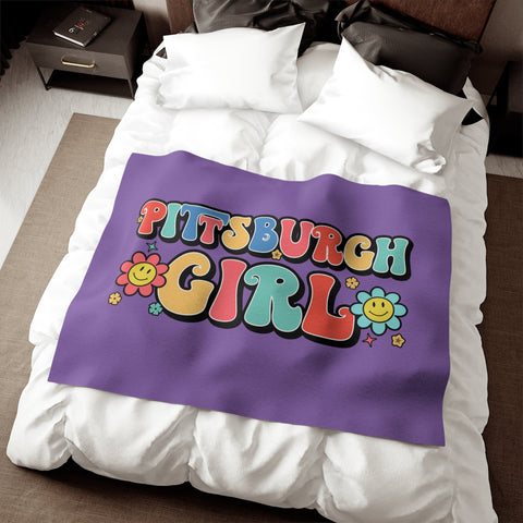 Pittsburgh Girl Retro Sweatshirt Blanket Home Decor - YinzerShop