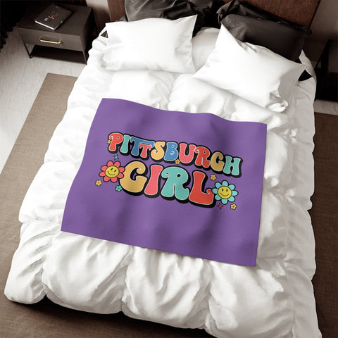 Pittsburgh Girl Retro Sweatshirt Blanket Home Decor - YinzerShop