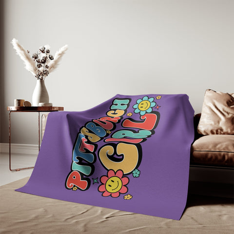 Pittsburgh Girl Retro Sweatshirt Blanket Home Decor - YinzerShop