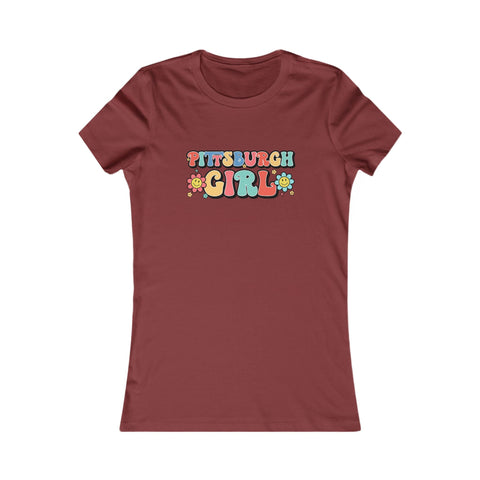 Pittsburgh Girl Retro Women's Slim Feminine Fit Tee T-Shirt - YinzerShop