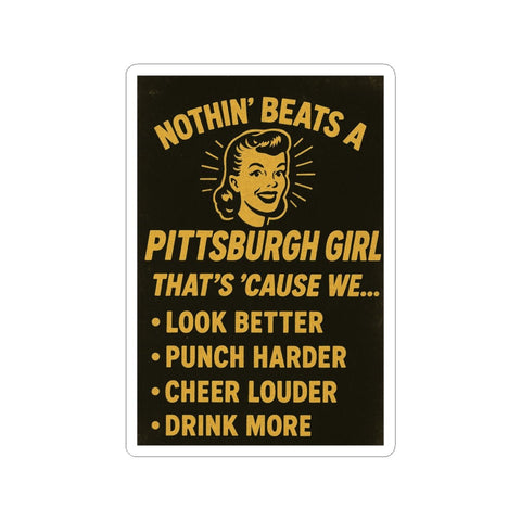 Pittsburgh Girl Sticker – Vintage Retro Style Decal | Durable Vinyl Kiss-Cut Paper Products - YinzerShop