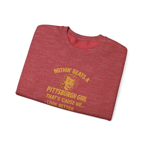 Pittsburgh Girl Sweatshirt - Heavy Blend Crewneck, Durable Cotton Polyester Blend Pullover Sweatshirt - YinzerShop