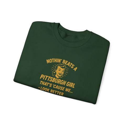 Pittsburgh Girl Sweatshirt - Heavy Blend Crewneck, Durable Cotton Polyester Blend Pullover Sweatshirt - YinzerShop