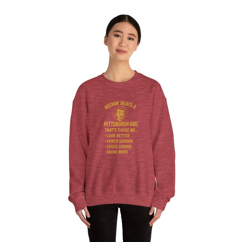 Pittsburgh Girl Sweatshirt - Heavy Blend Crewneck, Durable Cotton Polyester Blend Pullover Sweatshirt - YinzerShop