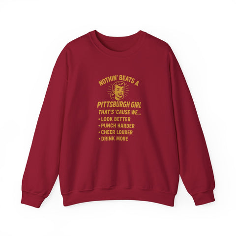 Pittsburgh Girl Sweatshirt - Heavy Blend Crewneck, Durable Cotton Polyester Blend Pullover Sweatshirt - YinzerShop