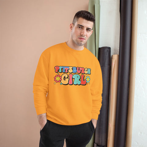 Pittsburgh Girl Sweatshirt - Retro Crewneck Champion Eco Cotton Blend Pullover Sweatshirt - YinzerShop