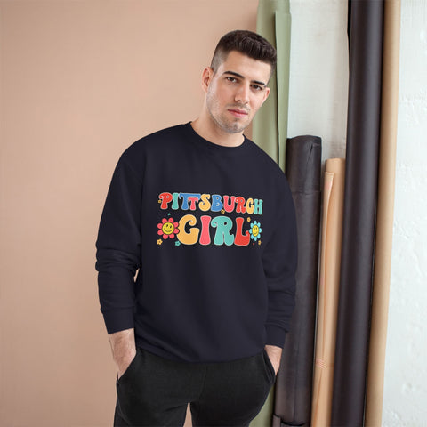 Pittsburgh Girl Sweatshirt - Retro Crewneck Champion Eco Cotton Blend Pullover Sweatshirt - YinzerShop