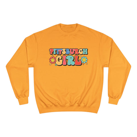 Pittsburgh Girl Sweatshirt - Retro Crewneck Champion Eco Cotton Blend Pullover Sweatshirt - YinzerShop