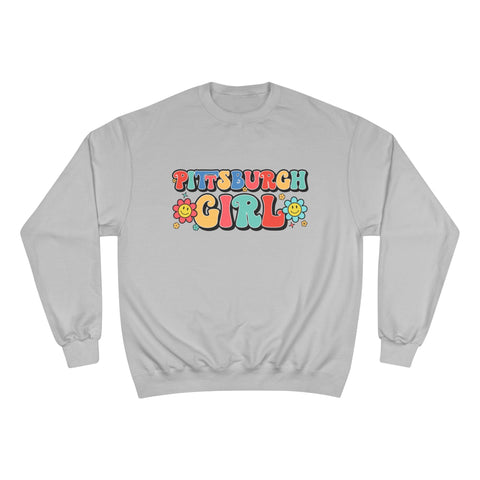 Pittsburgh Girl Sweatshirt - Retro Crewneck Champion Eco Cotton Blend Pullover Sweatshirt - YinzerShop