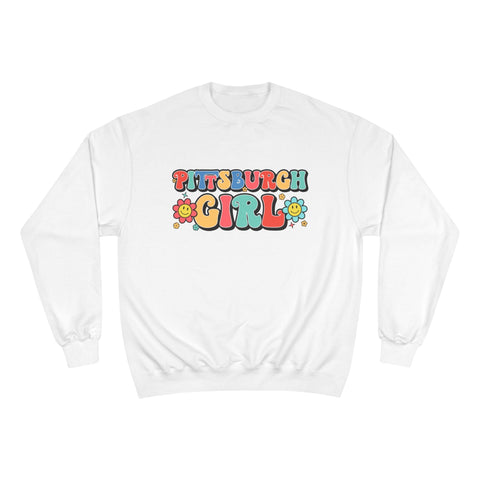 Pittsburgh Girl Sweatshirt - Retro Crewneck Champion Eco Cotton Blend Pullover Sweatshirt - YinzerShop
